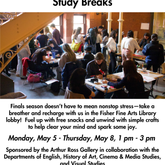 Students relaxing in the Fisher Fine Arts Library