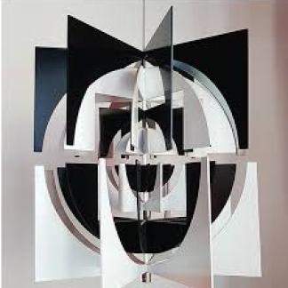 A sculpture of geometric forms